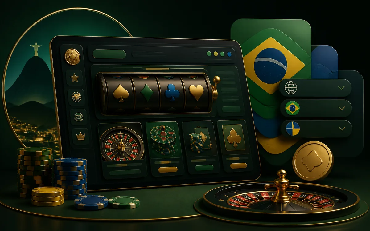 Interface ilustrativa de cassino com contexto brasileiro